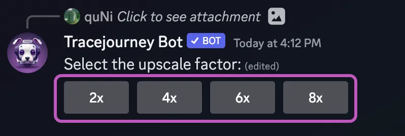 Select Upscale Factor buttons